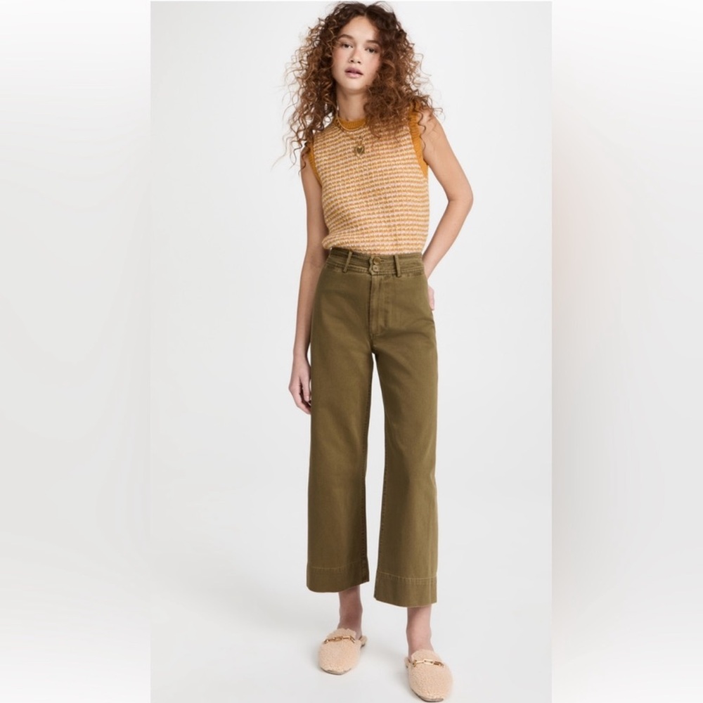 Apiece Apart Olive Green Wide-Leg Pants